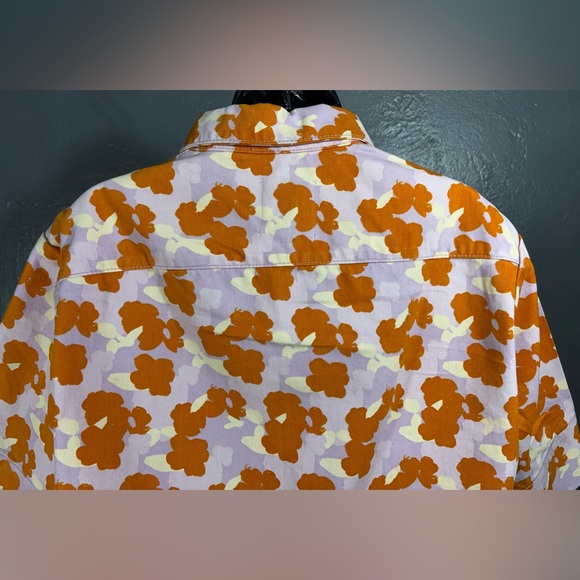 ZARA NWT Orange and Purple Floral Short-Sleeve "Connie" Shirt/Shacket - Picture 12 of 15